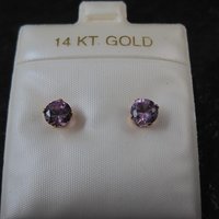 Vintage 5mm Amethyst Stud Earrings 14K Gold Filled New Old Stock