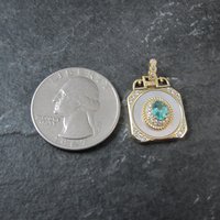 Apatite White Zircon Mother of Pearl Pendant Vermeil Sterling Estate