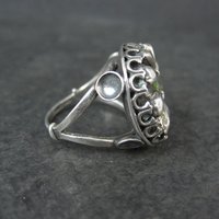 Vintage Sterling Peridot Flower Ring Size 6 Estate Silver
