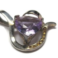 Huge Vintage Sterling Amethyst and Citrine Pendant