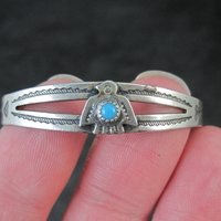 Vintage Sterling Thunderbird Cuff Bracelet Child Sized 4.25"