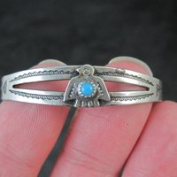 Vintage Sterling Thunderbird Cuff Bracelet Child Sized 4.25"