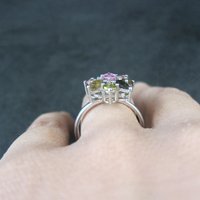 Multi Colored Tourmaline Ring Size 7 Sterling Silver