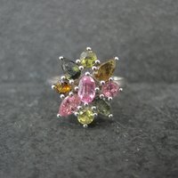 Multi Colored Tourmaline Ring Size 7 Sterling Silver