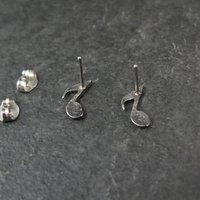 Tiny Sterling Semiquaver Stud Earrings Vintage Music Notes