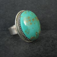 Chunky Sterling Silver Turquoise Ring Size 9 Adjustable