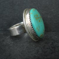 Chunky Sterling Silver Turquoise Ring Size 9 Adjustable