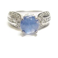 Sapphire Ring and White Zircon Ring Sterling Sz 8