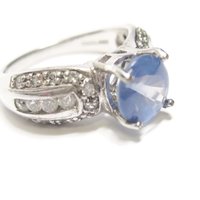 Sapphire Ring and White Zircon Ring Sterling Sz 8