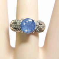 Sapphire Ring and White Zircon Ring Sterling Sz 8