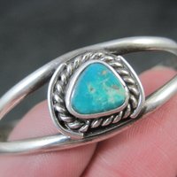 Navajo Child's Turquoise Cuff Bracelet 4.25" Sterling Silver