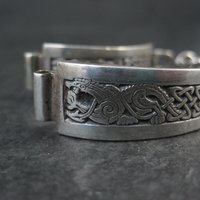 Celtic Dragon Toggle Ladies Watch Band Vintage Sterling Silver