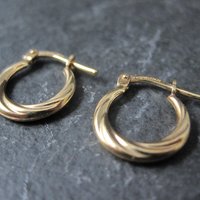 Tiny Gold Hoop Earrings 14mm 10K Gold Filled New Old Stock