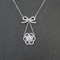 Vintage Sterling Silver Bow Flower Y Necklace