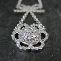 Vintage Sterling Silver Bow Flower Y Necklace