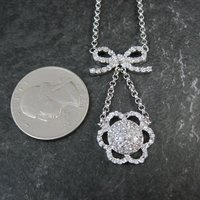 Vintage Sterling Silver Bow Flower Y Necklace