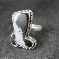 Zebra Jasper Boot Ring in Sterling Silver Size 10 Southwestern