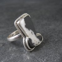 Zebra Jasper Boot Ring in Sterling Silver Size 10 Southwestern