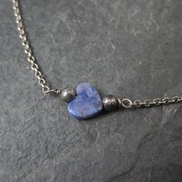 Dainty Vintage Sodalite Heart Bracelet Sterling Silver 7.5"