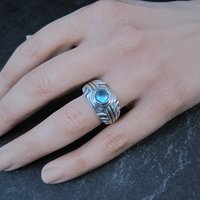 Vintage Sterling Silver Blue Topaz Ring Size 8