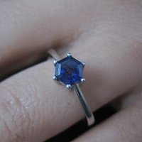 Estate Sterling Sapphire Solitaire Ring Size 8