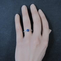 Estate Sterling Sapphire Solitaire Ring Size 8