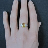 Sterling Silver Citrine White Zircon Ring Size 7