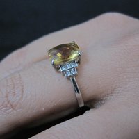 Sterling Silver Citrine White Zircon Ring Size 7