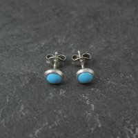 Vintage Sterling Turquoise Stud Earrings 6mm