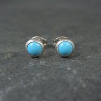Vintage Sterling Turquoise Stud Earrings 6mm
