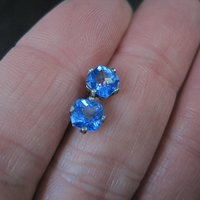 Sterling Silver Cushion Cut Blue Topaz Stud Earrings