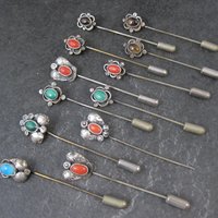 Wholesale Lot of 12 Vintage Southwestern Sterling Silver Stick Pins