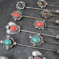 Wholesale Lot of 12 Vintage Southwestern Sterling Silver Stick Pins