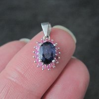 Small Sterling Sapphire Pink Ruby Pendant