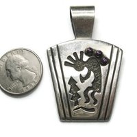 Large Sterling Kokopelli Sugilite Pendant Mexican Silver
