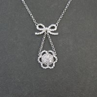 Vintage Sterling Silver Bow Flower Y Necklace