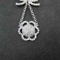 Vintage Sterling Silver Bow Flower Y Necklace