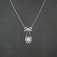 Vintage Sterling Silver Bow Flower Y Necklace