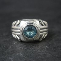 Vintage Sterling Silver Blue Topaz Ring Size 8