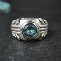 Vintage Sterling Silver Blue Topaz Ring Size 8