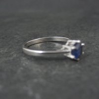 Estate Sterling Sapphire Solitaire Ring Size 8