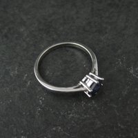 Estate Sterling Sapphire Solitaire Ring Size 8