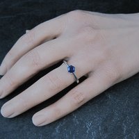 Estate Sterling Sapphire Solitaire Ring Size 8