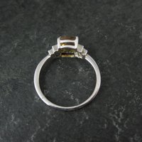 Sterling Silver Citrine White Zircon Ring Size 7