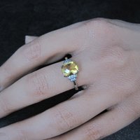 Sterling Silver Citrine White Zircon Ring Size 7