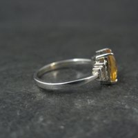 Sterling Silver Citrine White Zircon Ring Size 7
