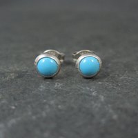 Vintage Sterling Turquoise Stud Earrings 6mm