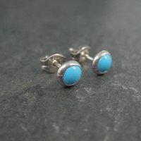 Vintage Sterling Turquoise Stud Earrings 6mm