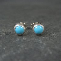 Vintage Sterling Turquoise Stud Earrings 6mm