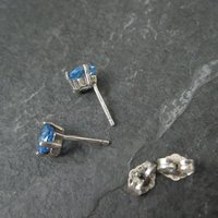 Sterling Silver Cushion Cut Blue Topaz Stud Earrings